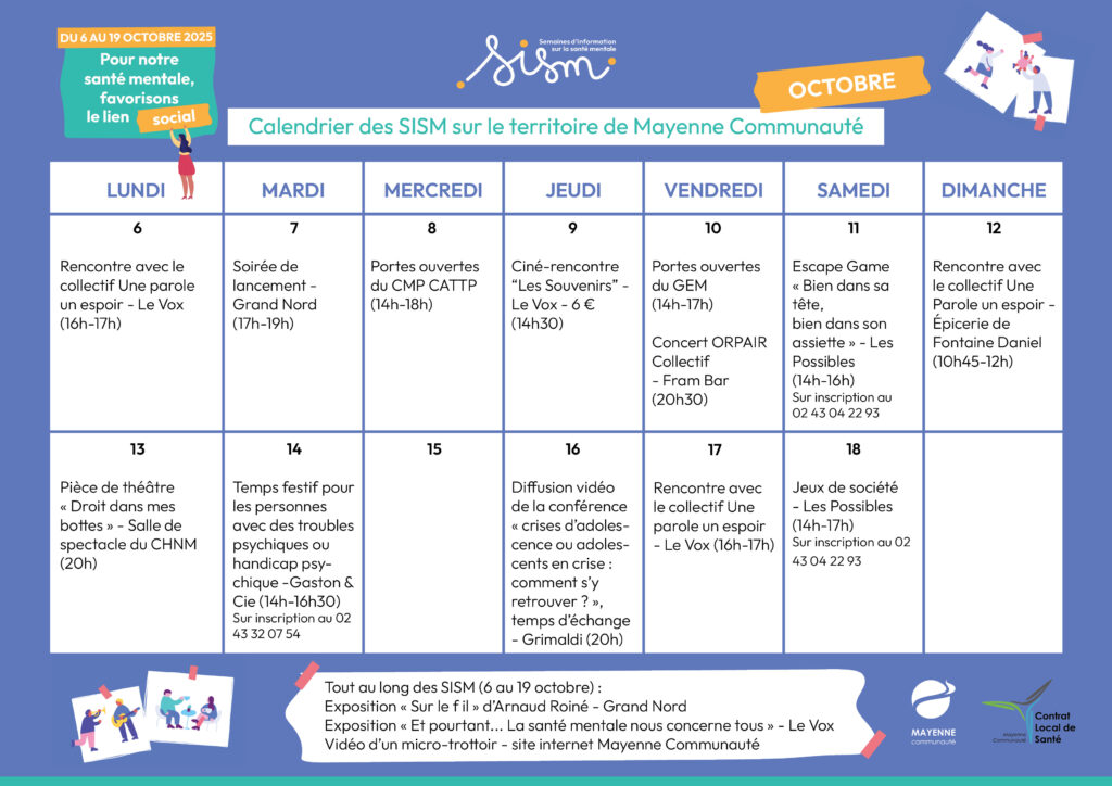 Planning des actions des SISM du 6 au 19 octobre